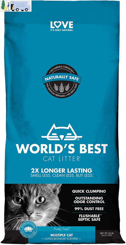 WORLD'S BEST CAT LITTER Multiple Cat Lotus Blossom Scented 32-Pounds - Natural I