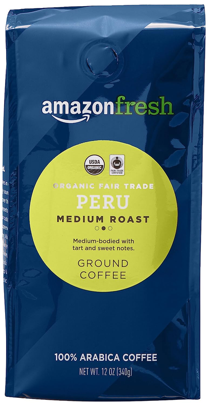 Organic Fair Trade Peru Ground Coffee, Medium Roast, 12 Ounc