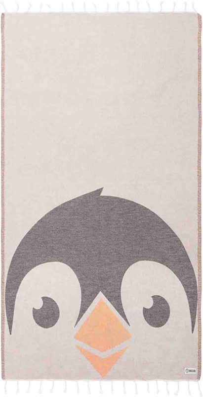 Turkish Beach Towel - Sand Free - 100% Organic Turkish Cotton Yarn - Quick Dry Towel for Beach, Picnic, Blanket or Bath - as Seen on Shark Tank - Marine Life (Tux Penguin)