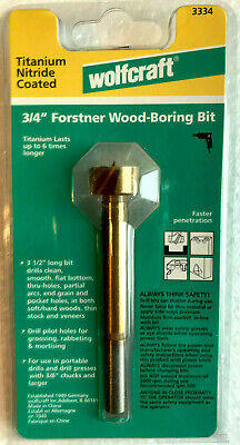 Wolfcraft #3334 New 3/4  Forstner Wood-Boring Bit Titanium Nitride Coated 