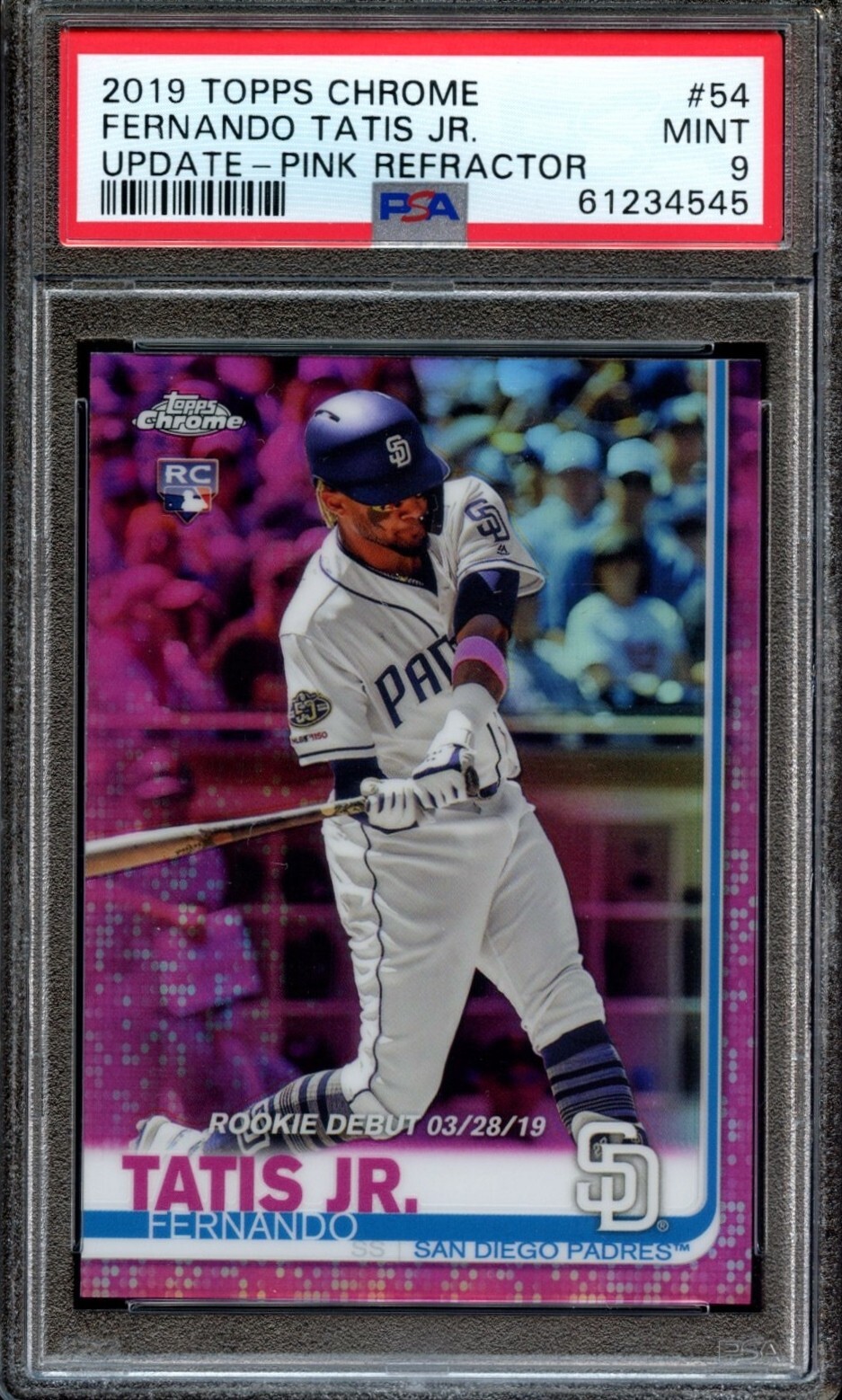 PSA 9 2019 TOPPS CHROME UPDATE PINK REFRACTOR #54 FERNANDO