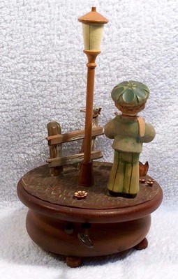 ANRI Swiss Thoren's Wooden Rotating Music Box Plays ARRIVEDERCI ROMA  10.5