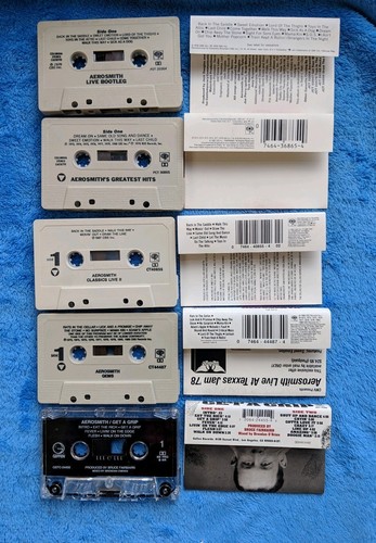 AEROSMITH 5 Cassette Tape Lot Hard Rock Gems Classics Live II Get A Grip