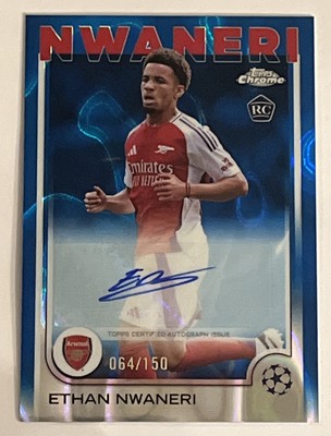 2024-25 Topps Chrome UEFA Ethan Nwaneri Rookie Auto Blue