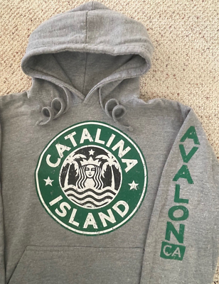 Avalon Catalina Island STARBUCKS Souvenir Hoodie Sweatshirt Gray Men M GILDAN