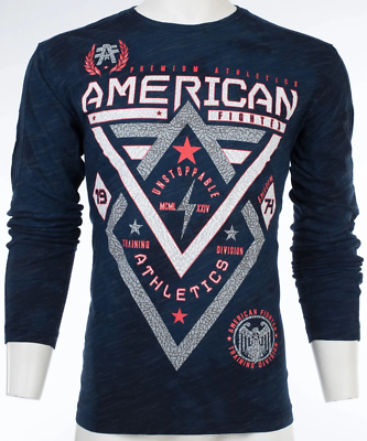 AMERICAN FIGHTER Men's T-Shirt Thermal ALASKA PATTERN Navy Elephant Print S-3XL