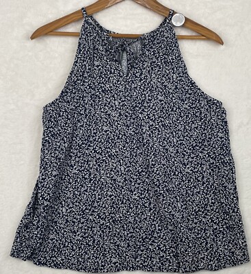 NWT Old Navy Womans Small Tank Top Blue Ditsy Floral Spaghetti Straps
