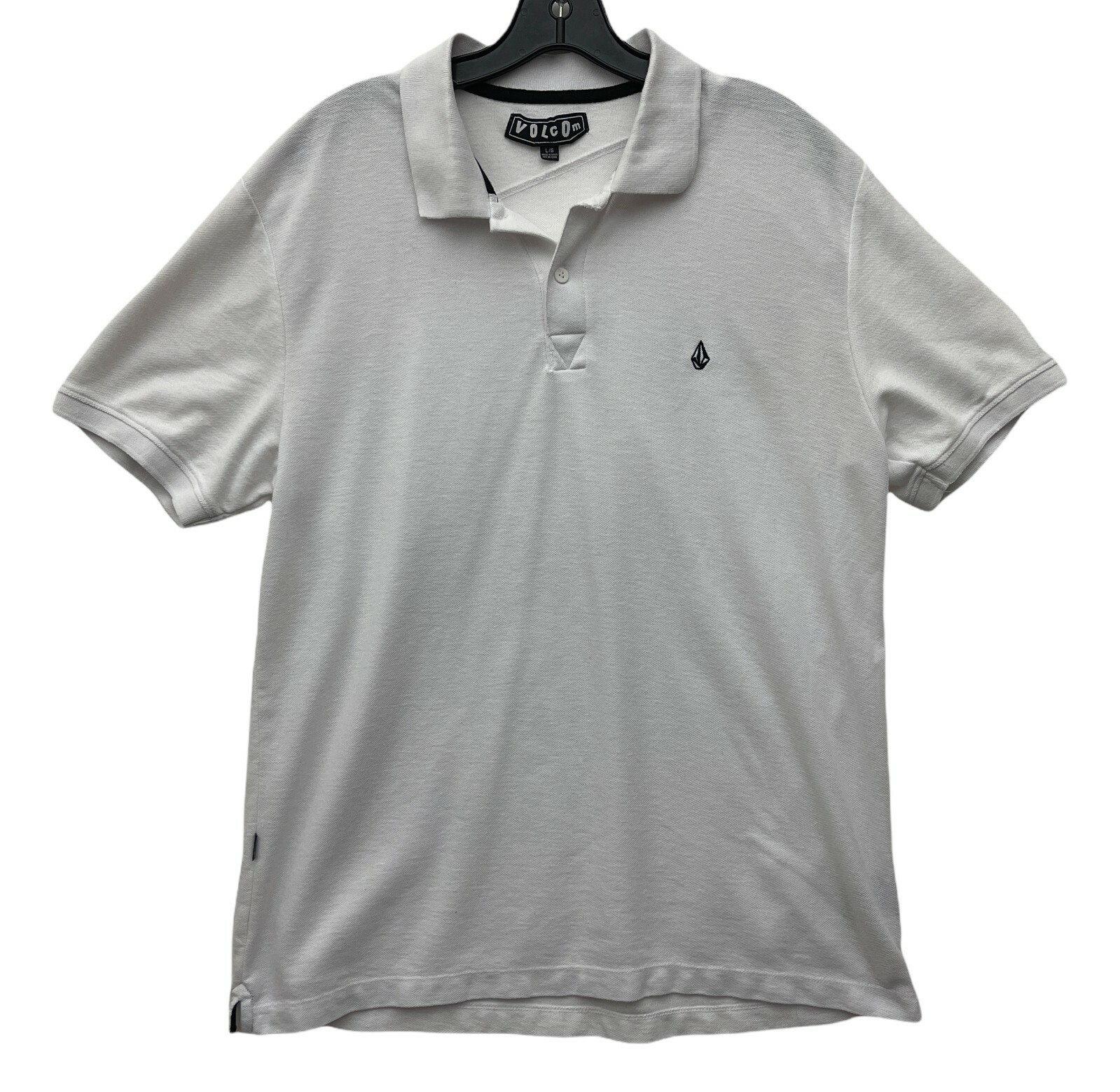MULLIGAN POLO/WH ホワイト Volcom Mulligan Solid Pique Polo Shirt Mens Large white L