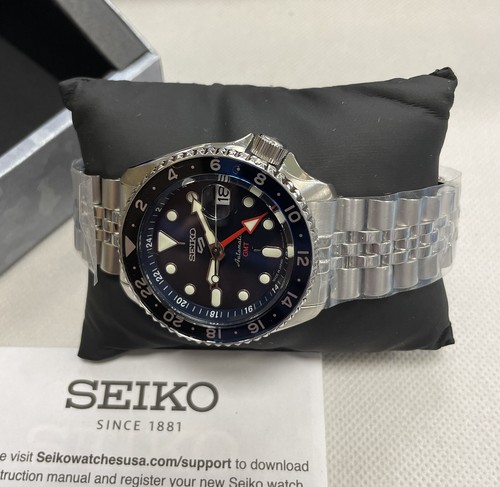Pre-owned Seiko 5 Sports Skx Series Automatic Gmt Blue Dial Watch Ssk003 / Tag Japan