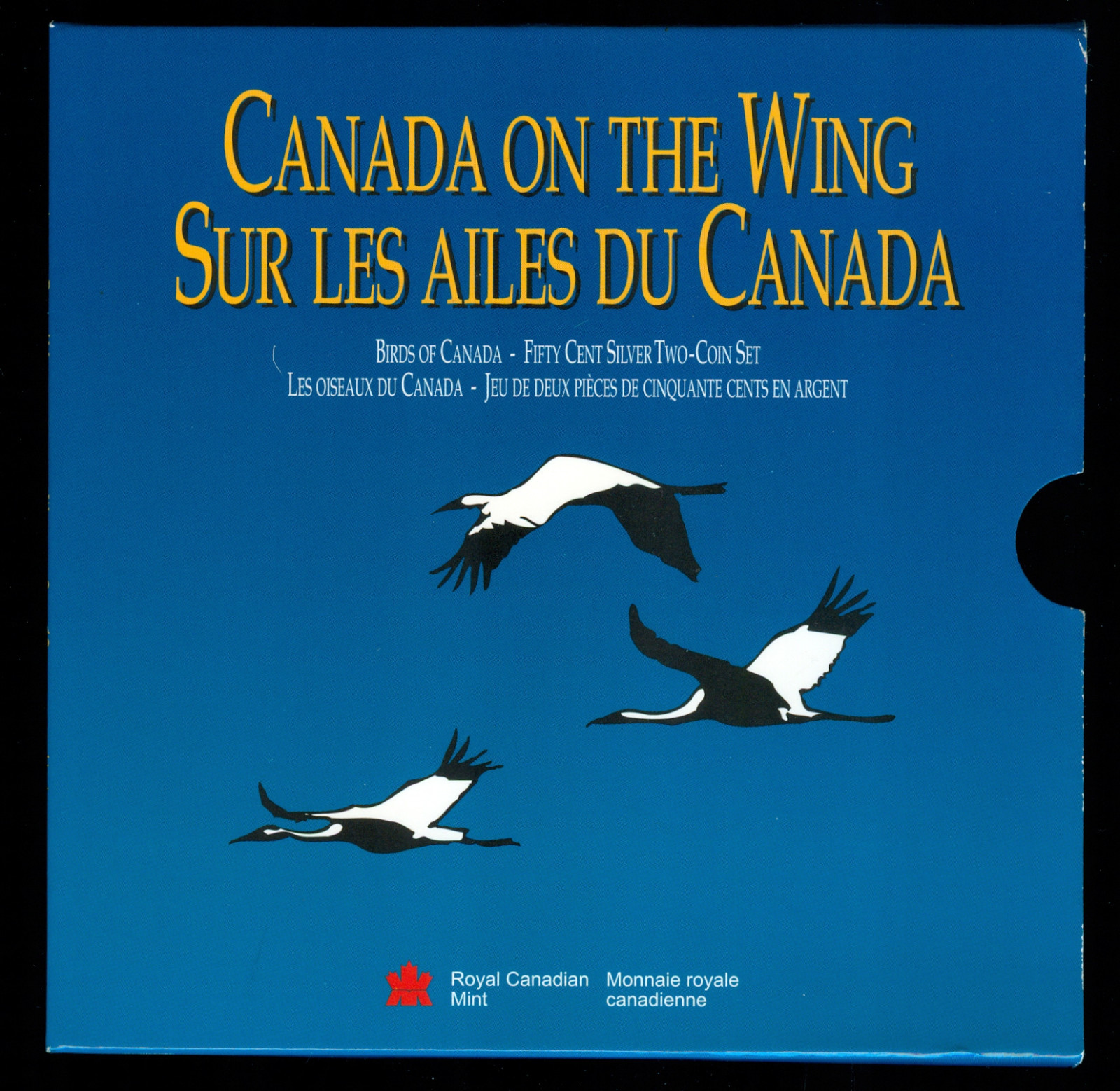 1995 CANADA PUFFIN & WHOOPING CRANE SILVER PROOF 50 CENTS SET