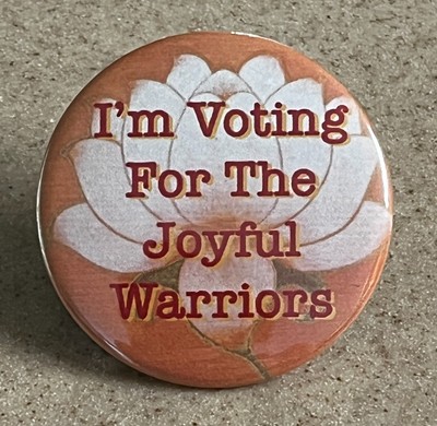 Kamala Harris Pin-Back, 2 1/4 inch ''I'm Voting For The Joyful Warriors''