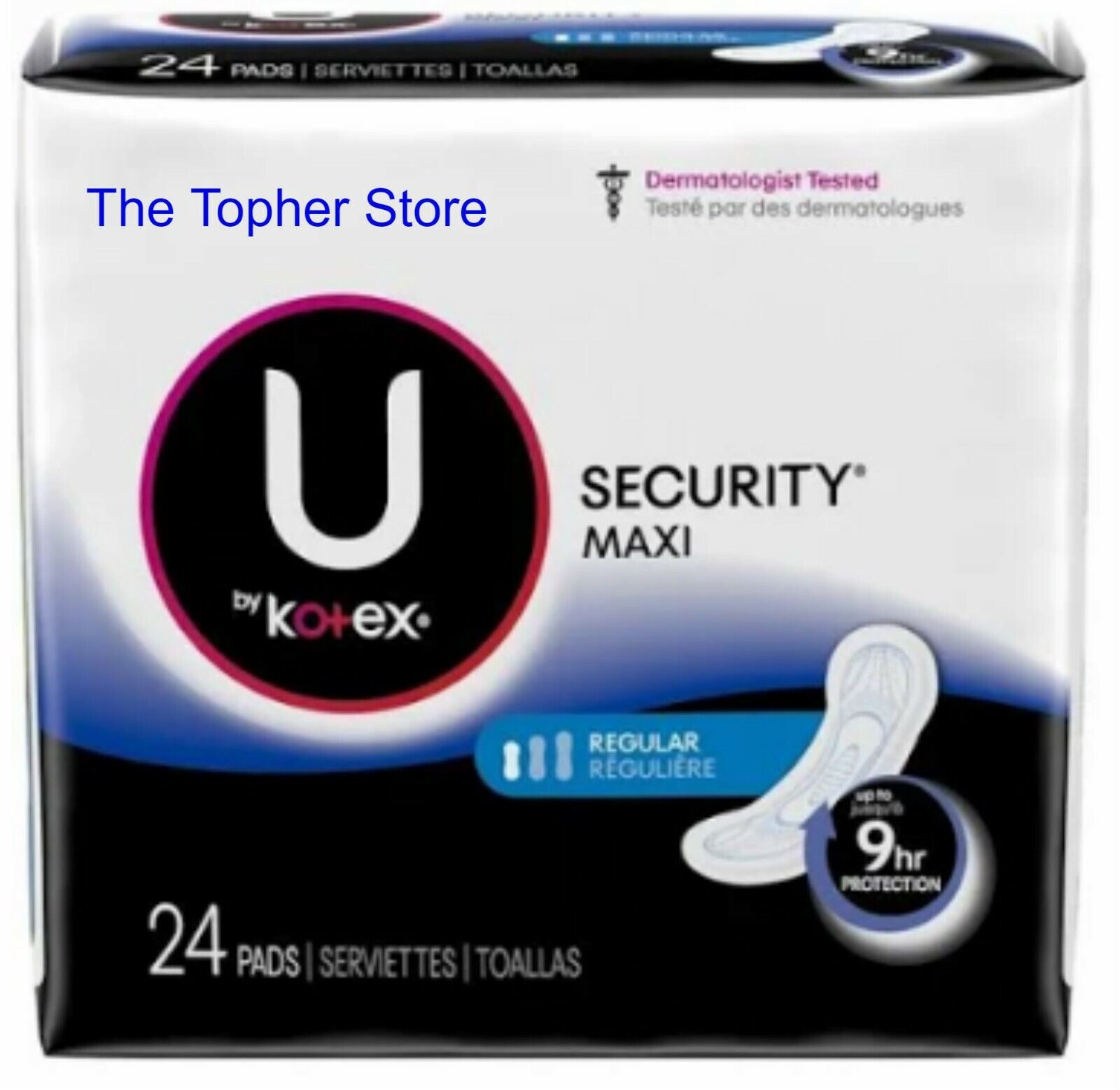 U by Kotex Regular Security Maxi Pads, 6 Packs of 24, Incontin...