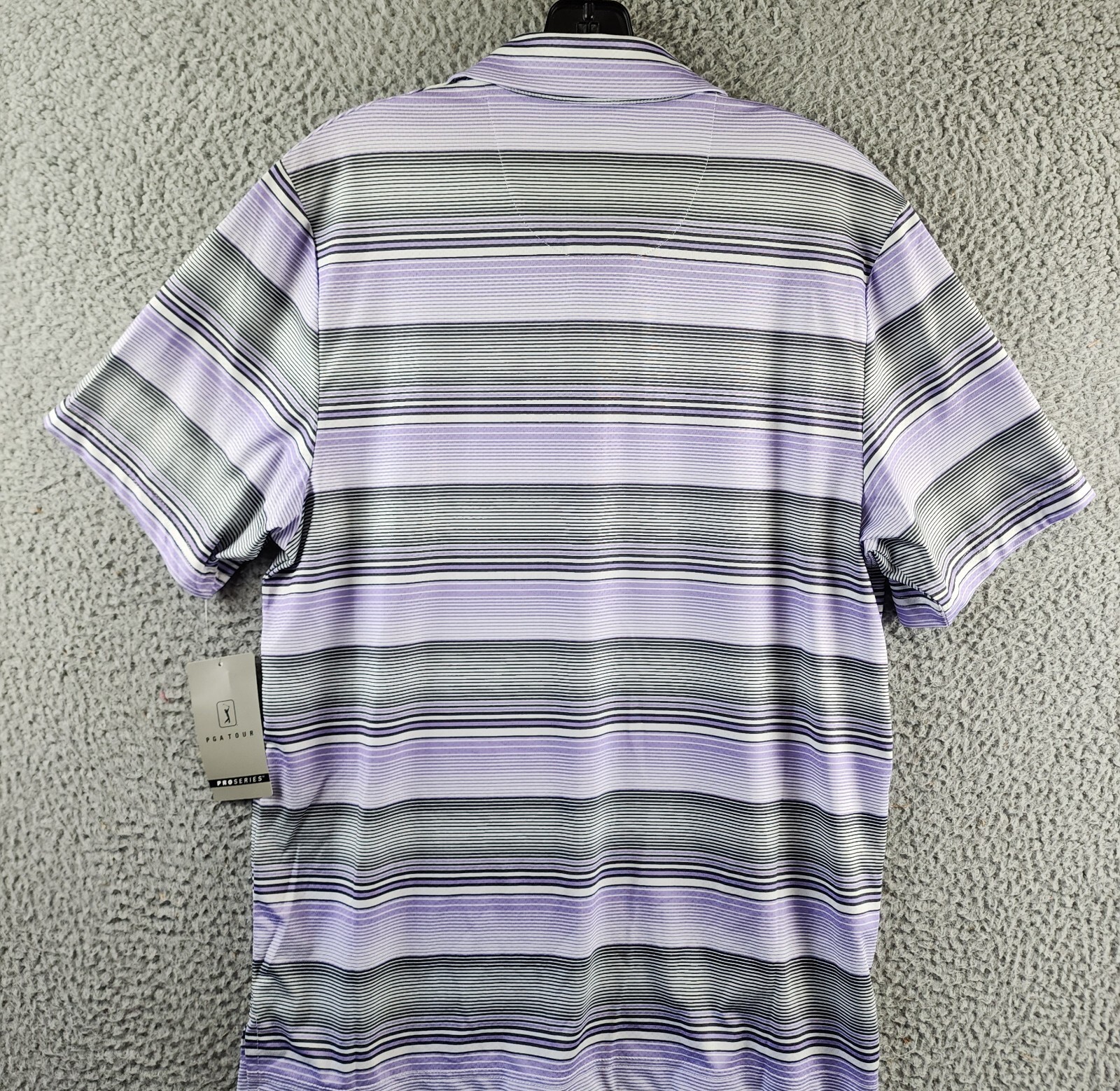 Pga Tour Linear Energy Textured Performance Golf Polo Shirt Men's S Iron Gate - Picture 9 of 16
