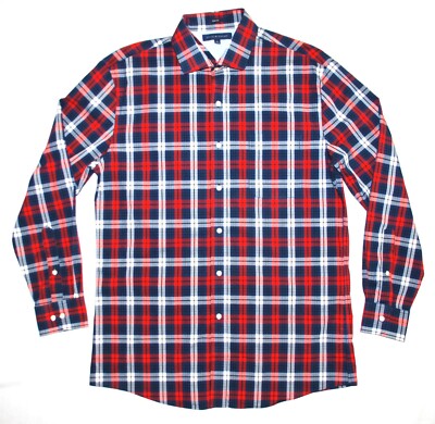 NEW TOMMY HILFIGER COTTON CHECKS LONG SLEEVE  SLIM SHIRT 16 /32-33
