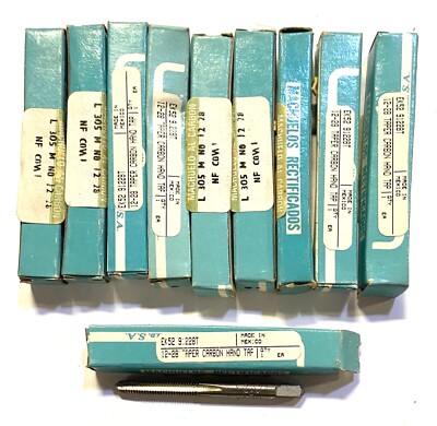 Greenfield 12-28 Carbon Hand Tap 4 Flute Taper Taps General Purpose 10 Pack