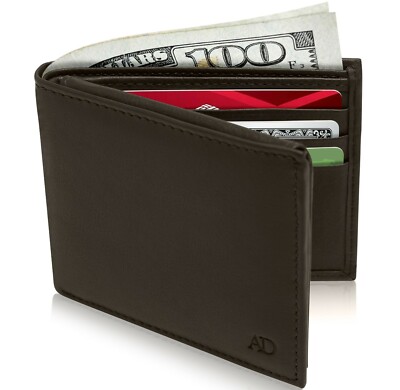Genuine Leather Wallets For Men Bifold Mens Wallet Slim Minimalist RFID Blocking