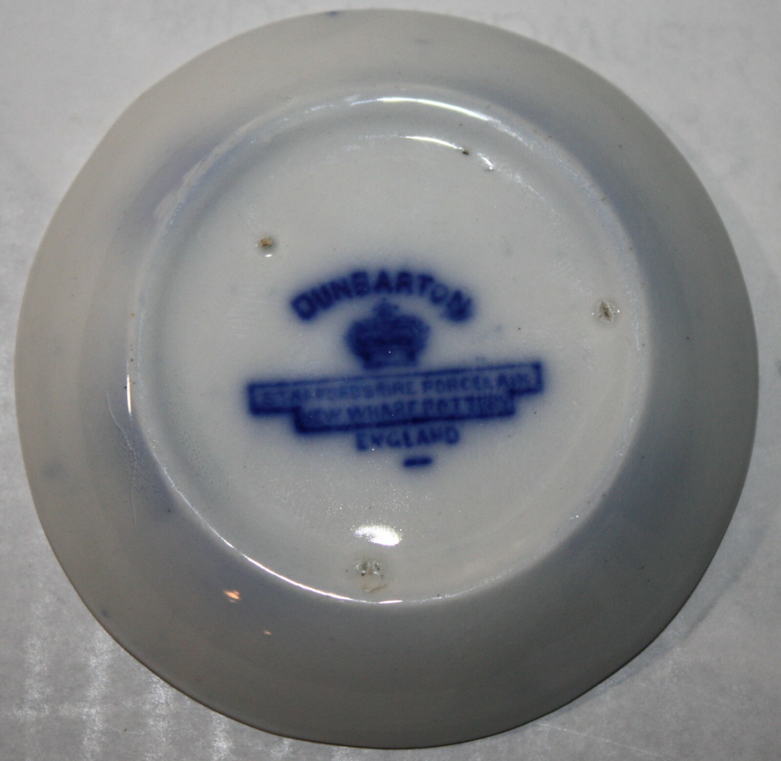 Antique Royal Staffordshire Dunbarton Flow Blue Butter Pat