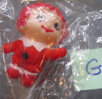 Antique 1960s Floral Cupcake Pick Little Orphan Annie Flocked 2'' Figure NOS