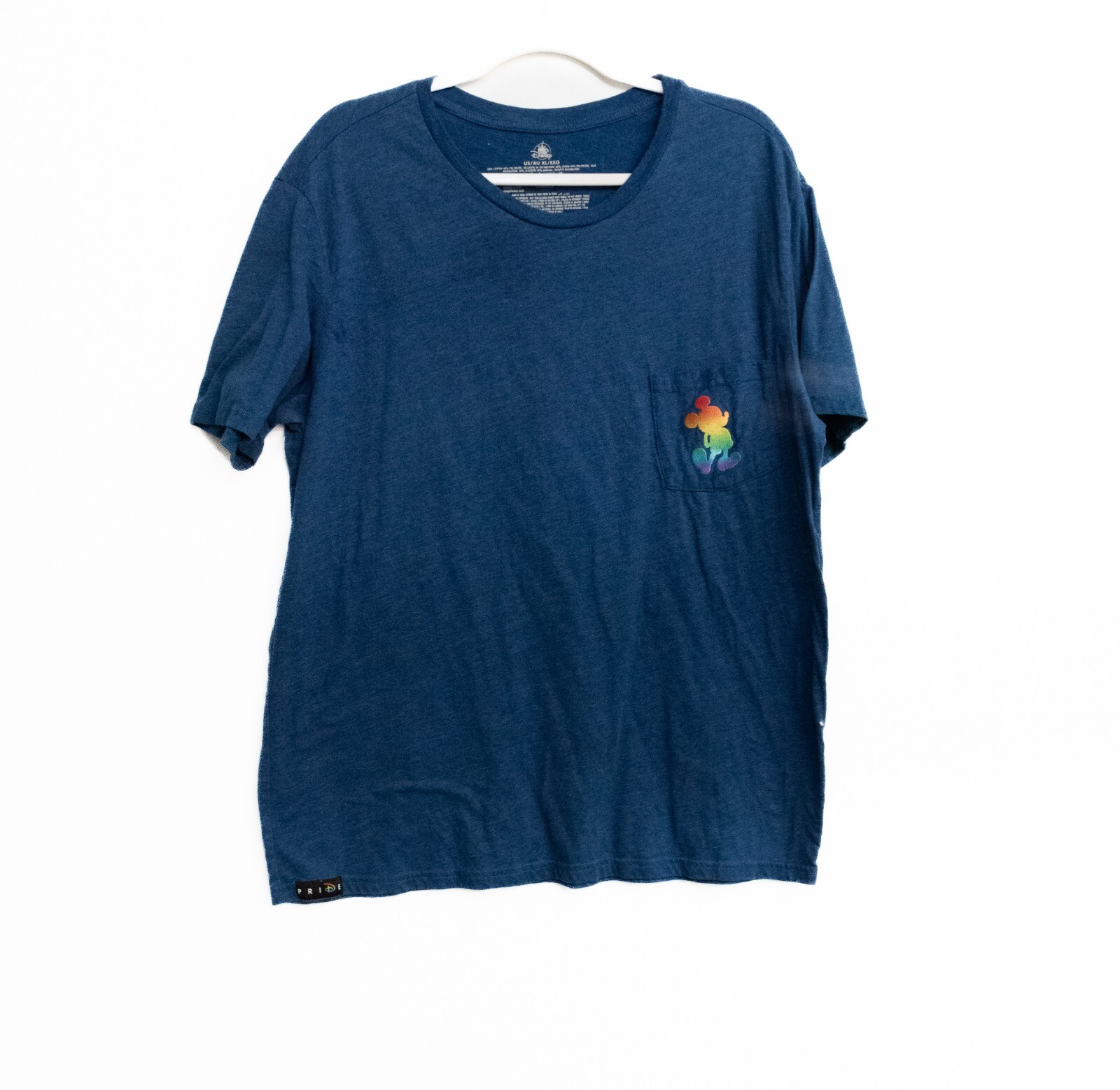 Disney Womens Navy Blue Polycotton T-Shirt Mickey Mouse Silhouette Pocket  XL | eBay