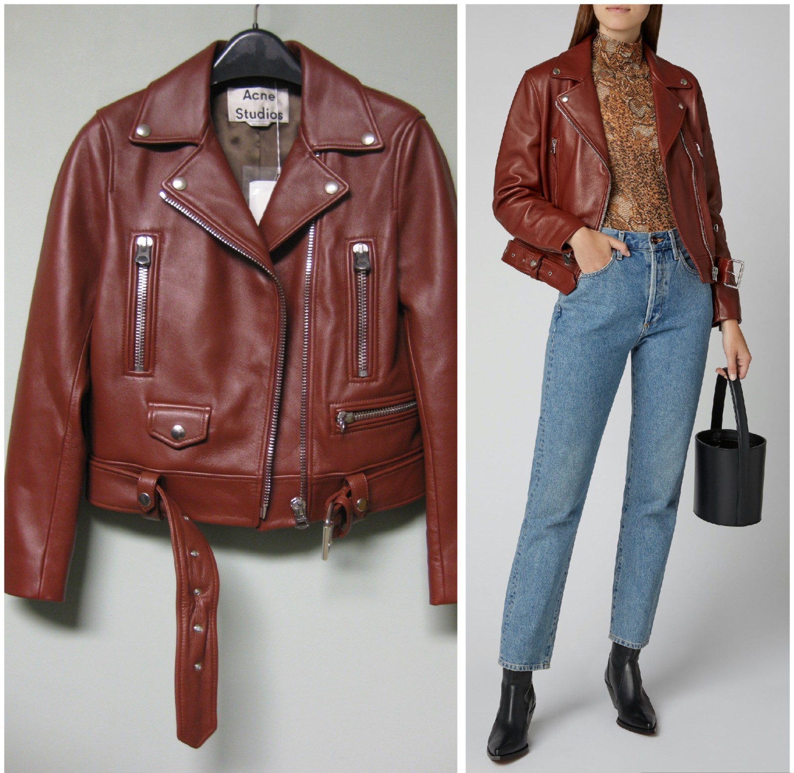 ジャケット・アウター Acne Studios Leather Zip Bomber Biker Acne Studios - Leather bomber jacket - Tobacco brown