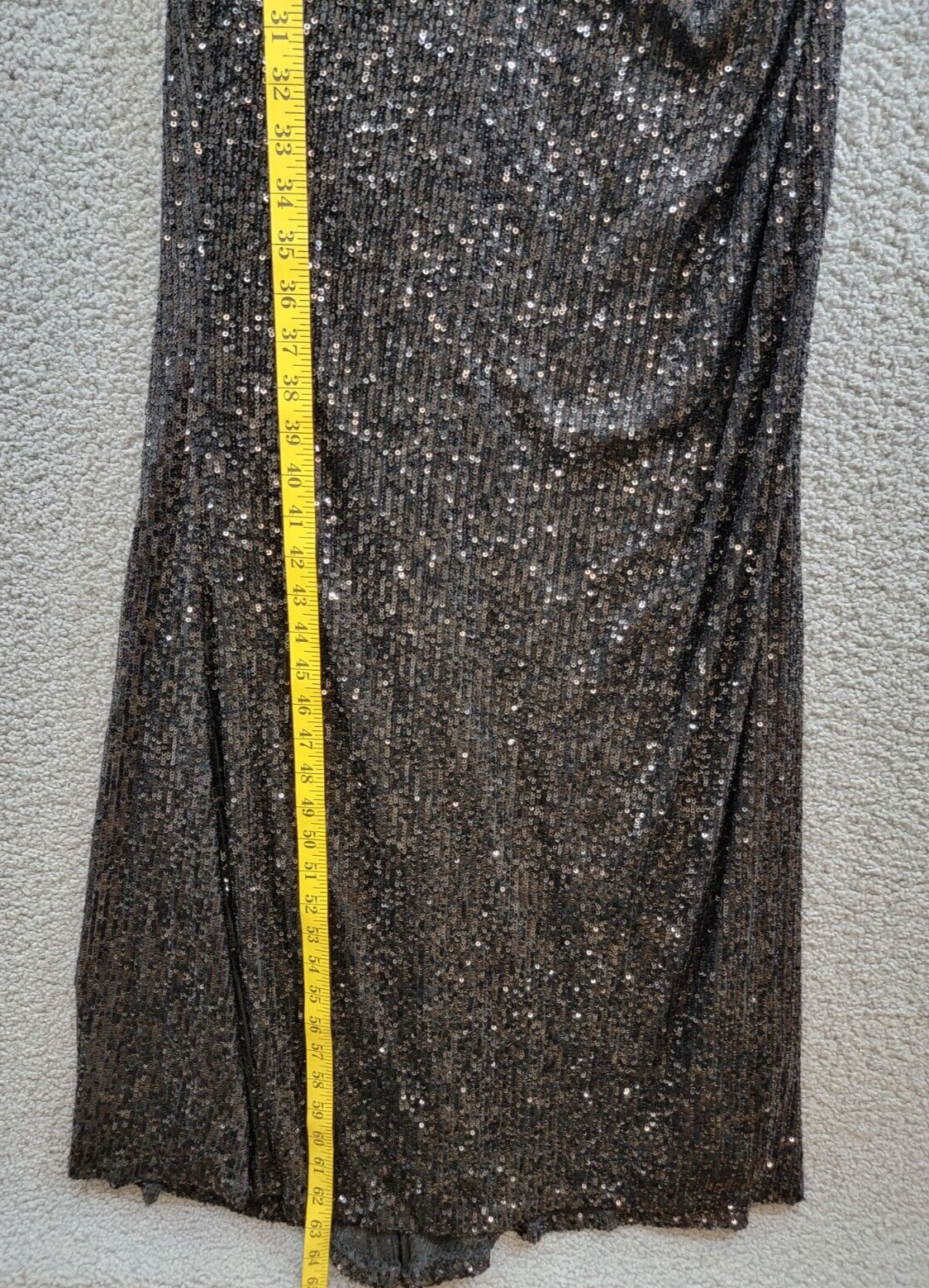 Eliza J Sequined Illusion Evening Dress Women's 10 Black Button Zip Closure L/S - Picture 8 of 18