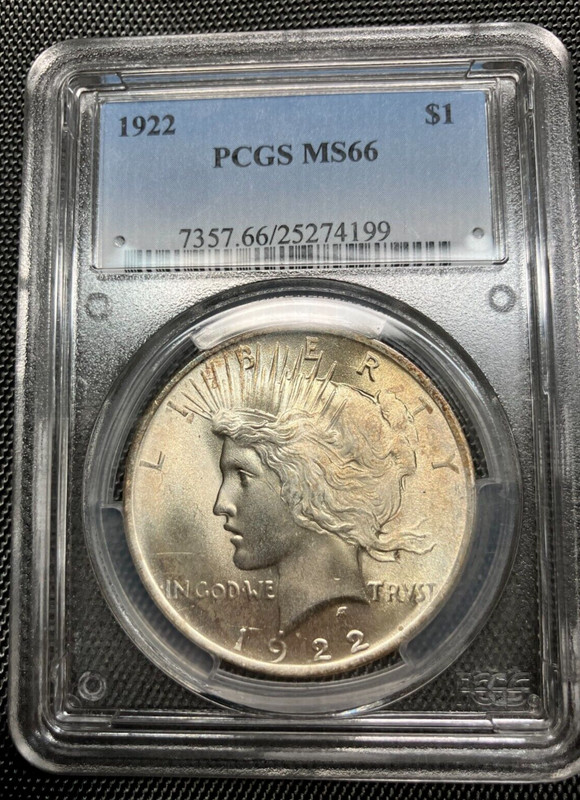 1922 Peace Dollar MS-66 PCGS
