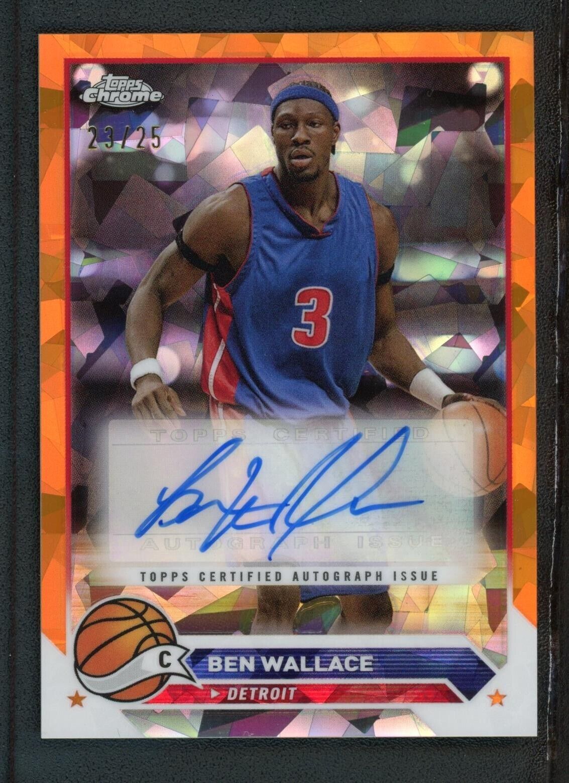 その他 UD Ben Wallace auto card 2024 BEN WALLACE 23/25 AUTO TOPPS CHROME ICE CRACKED ORANGE