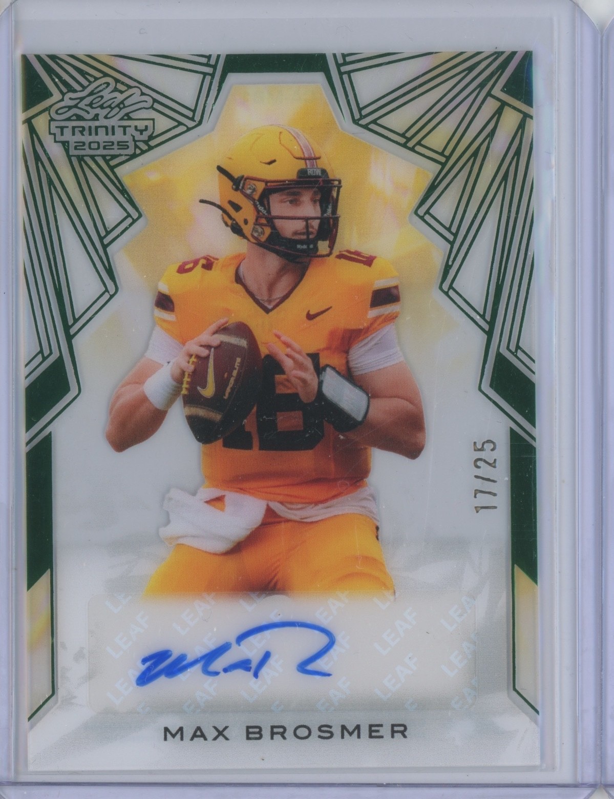 2025 Leaf Trinity Acetate Green Max Brosmer 17/25 Auto Autograph