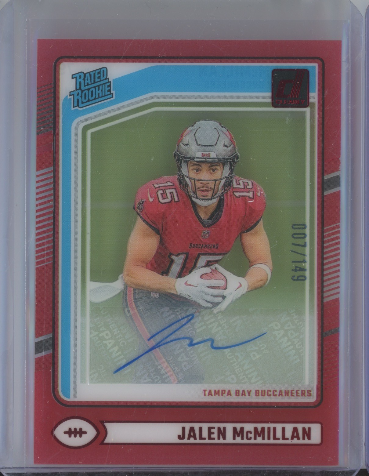 2024 Panini Clearly Donruss Red #79 Jalen McMillan 7/149 Auto RC Rookie