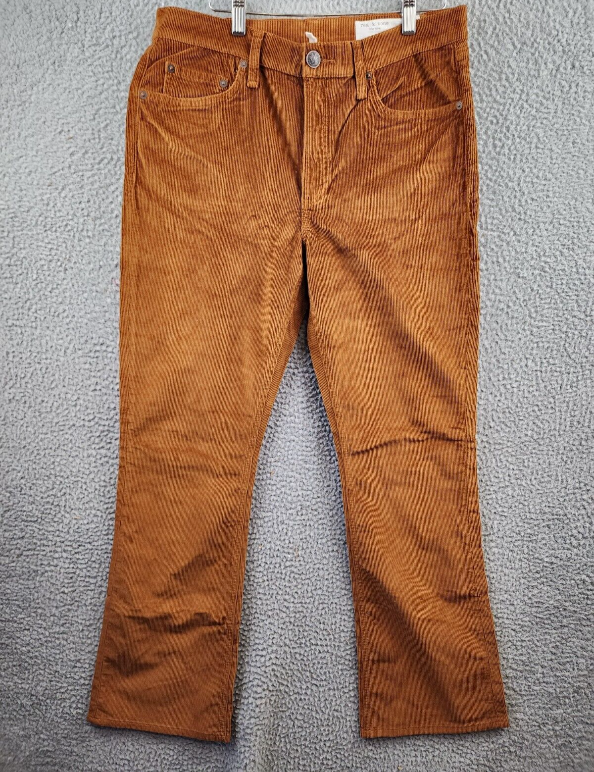 rag & bone Peyton Mid Rise Corduroy Bootcut Jeans 31 Gold Button Zip Closure - Picture 2 of 16