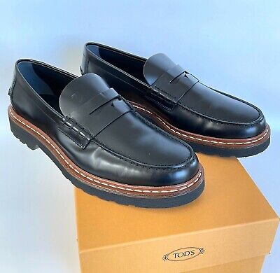 Tod's Italy Men's Black Leather Penny Bar Loafers shoes XXM01C00640LYGB999