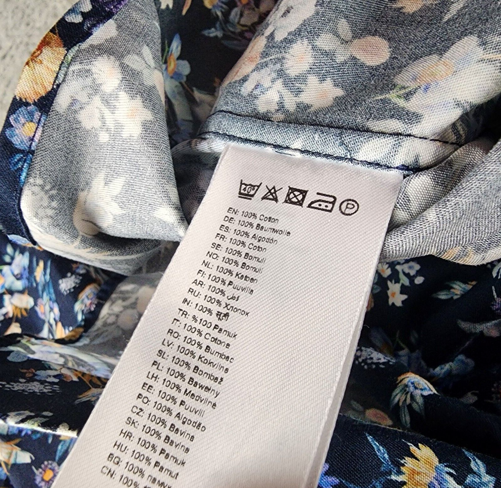 Eton Contemporary Fit Floral Print Dress Shirt Men's 42/16.5 Navy Long Sleeve - Picture 10 of 13