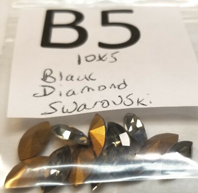 Vtg Navette 10x5mm Swarovski Rhinestone Loose & brass set Jewelry Repair Crafts