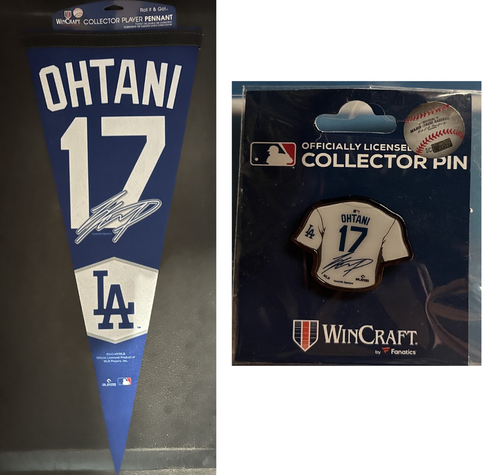 2024 SHOHEI OHTANI #17 MLB PENNANT & PIN 50/50 CLUB ! LOS
