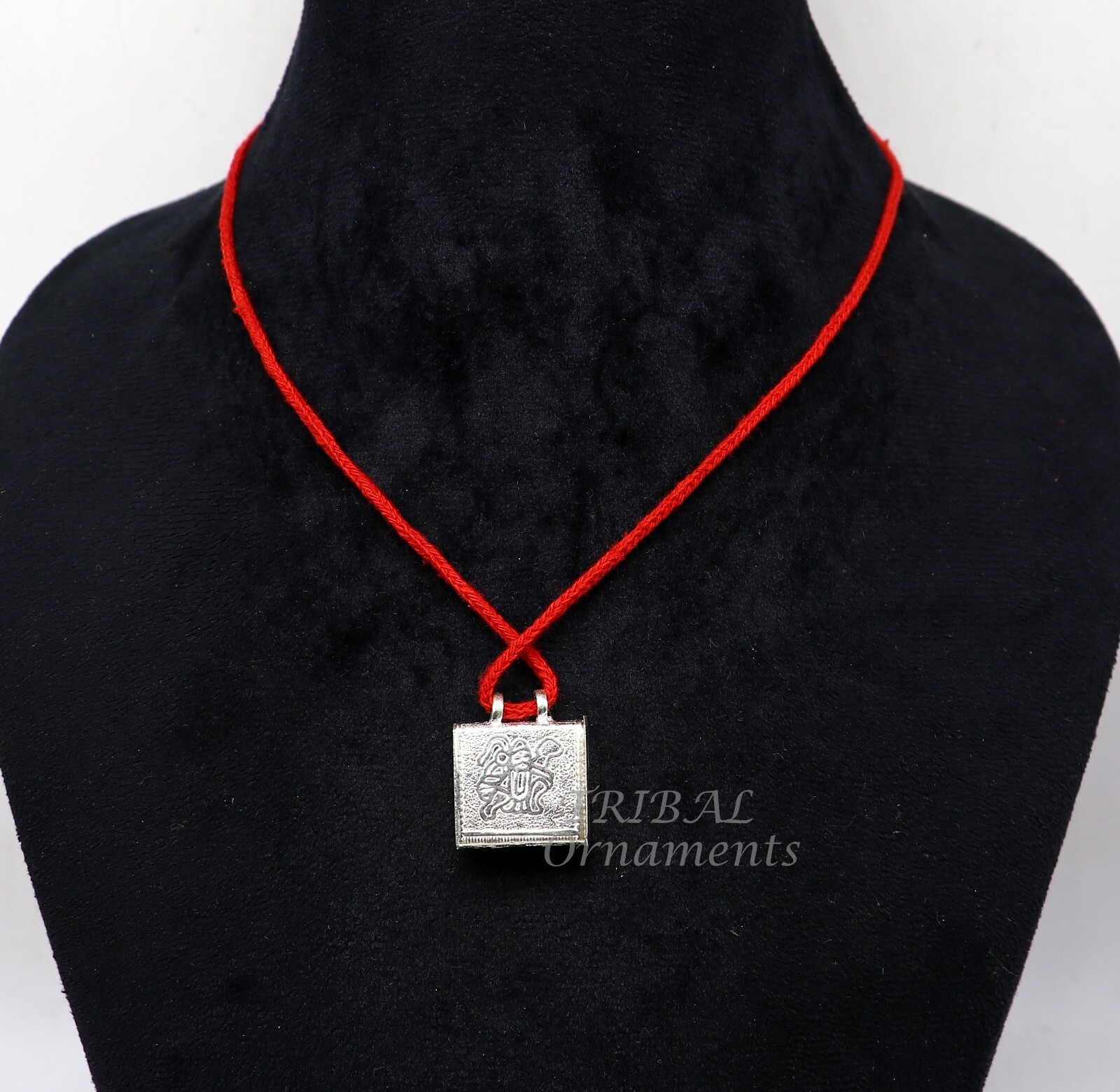 925 sterling silver Square shape hanuman box , mantra box