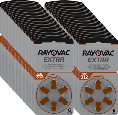 300 x Rayovac Hearing Aid Batteries 312 Extra Advanced 1.45V 180mAh 312AU-6XEMF