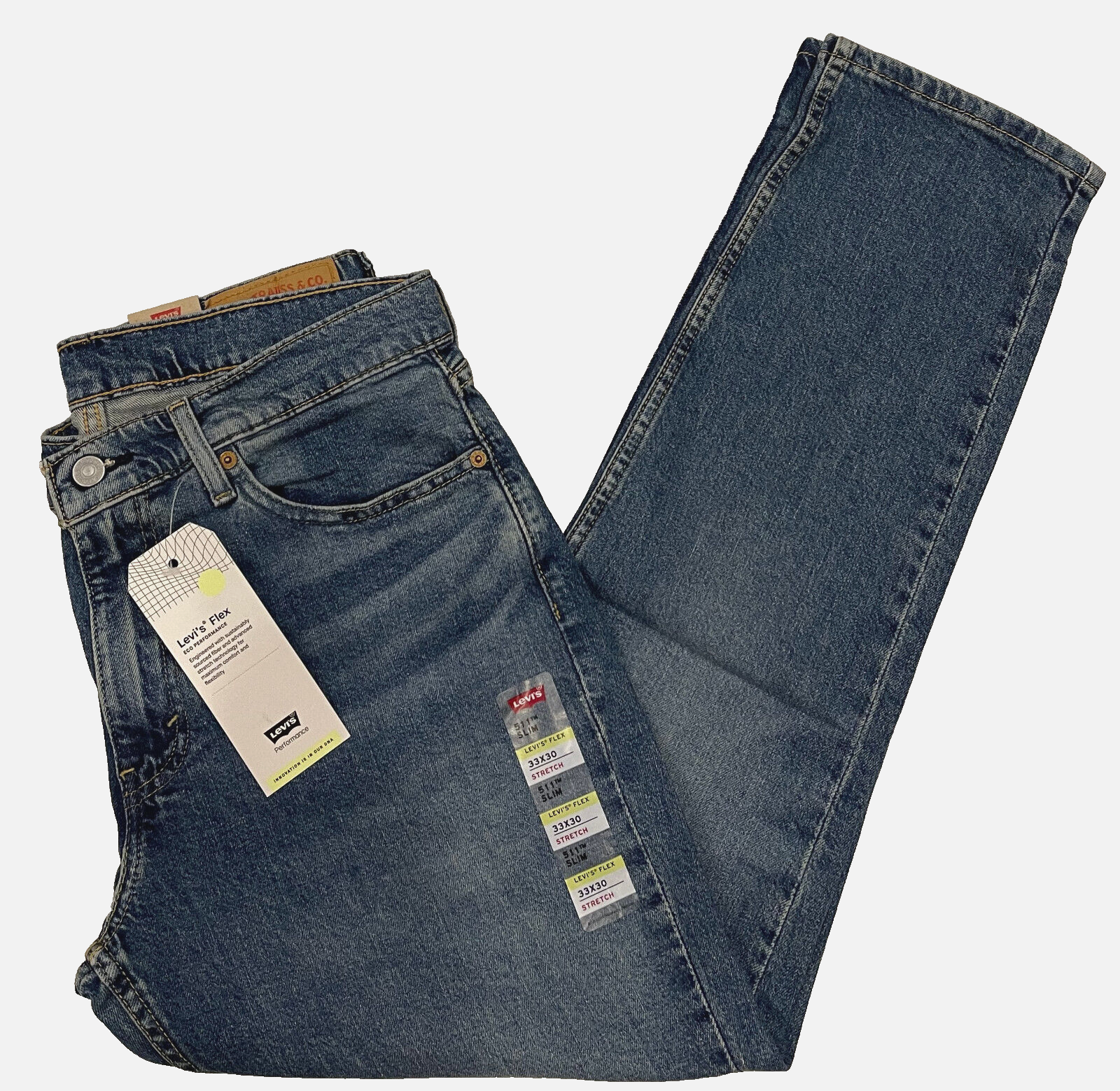Levi's 511 ダークグレー デニム 33/32 Levi's 511 Slim Fit Distressed Stretch Denim Jeans Size 33