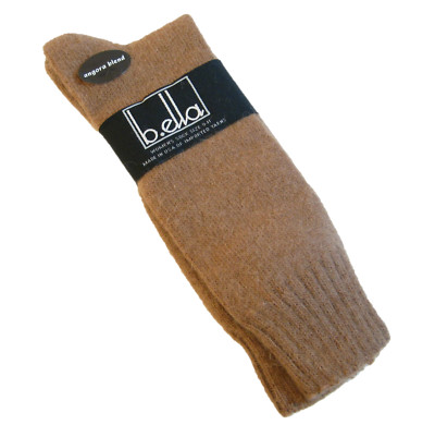 B. Ella Ladies 41% Angora Blend Crew Socks Osimo Camel - NEW