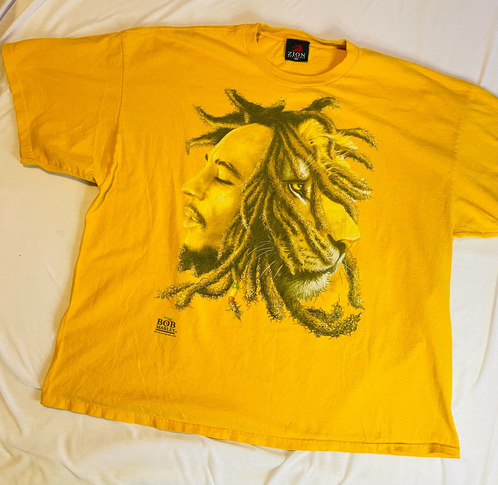 【U LAN】Turban Bohem Unbalanced Off-Tee Vintage Bob Marley T Shirt 3XL Zion Rootswear Reggae Rare