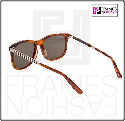 Pre-owned Gucci Web 0078 Gold Metal Etched Aviator Havana Gold Green Sunglasses Gg0078sk