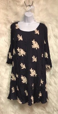 Label by Five Twelve Indigo Navy Ivory Embroidered Dress Sz L NWT MSRP $86