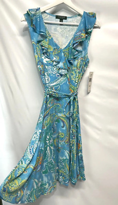 Ralph Lauren Colorful A Line Fit & Flare Dress NEW PM