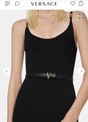 Versace leather top belt dress