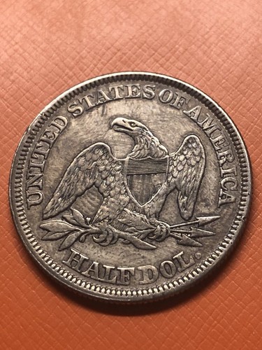 1857 Seated Liberty Silver Half Dollar XF to AU Very Nicely Toned