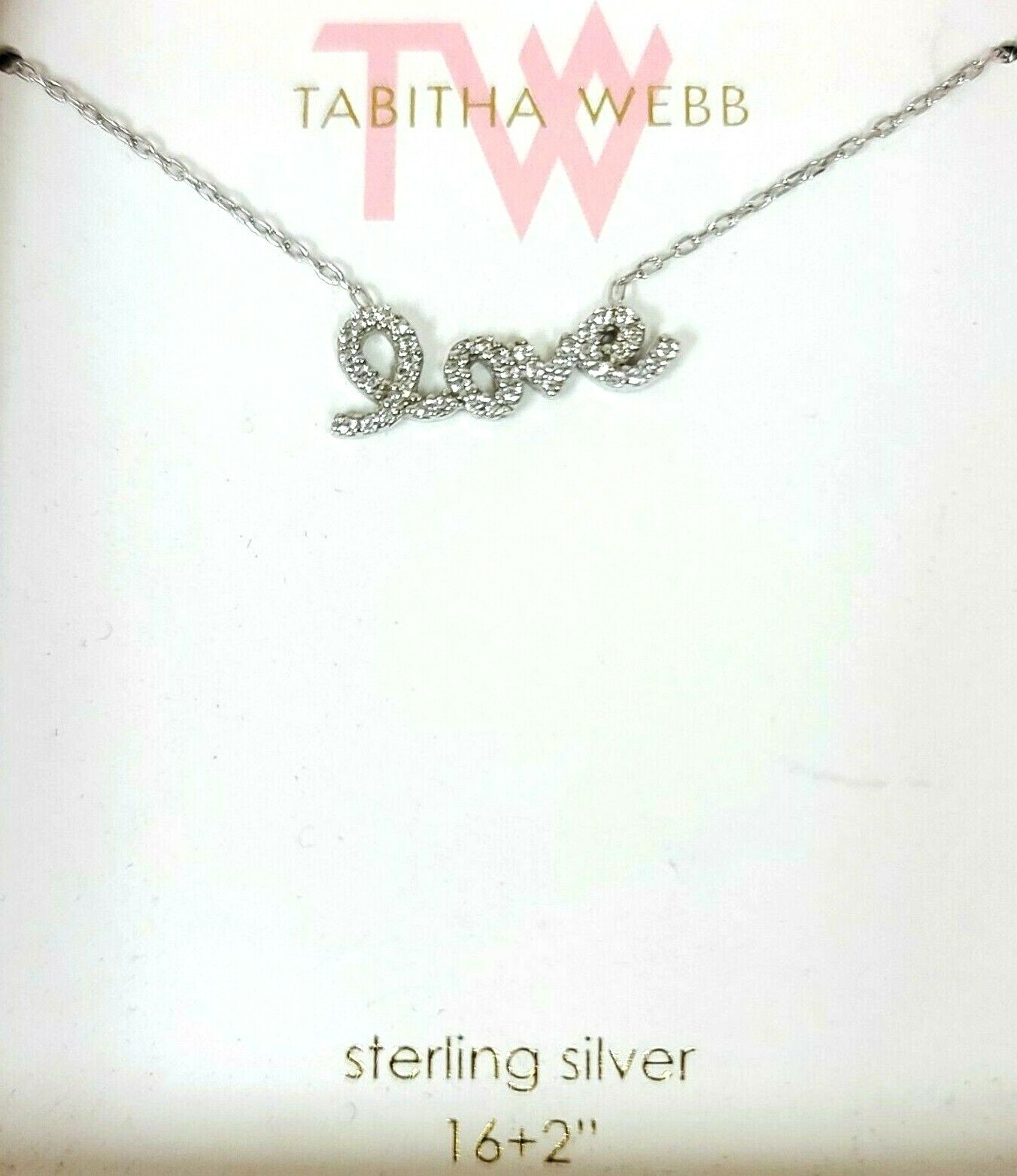 NEW TW STERLING SILVER,CRYSTALS LARGE CURSIVE LOVE CHARM