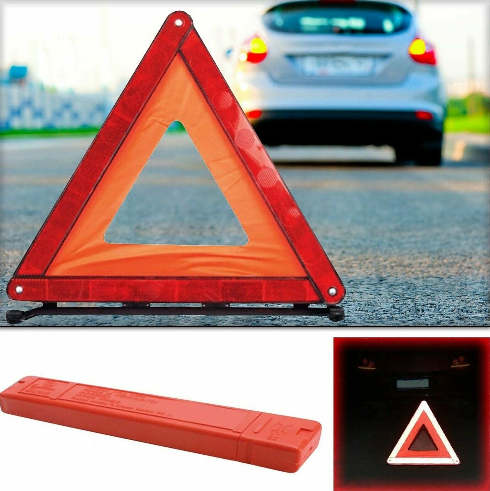 Triangolo Di Emergenza Per Auto Sicurezza Sos Con Custodia Incidente awe