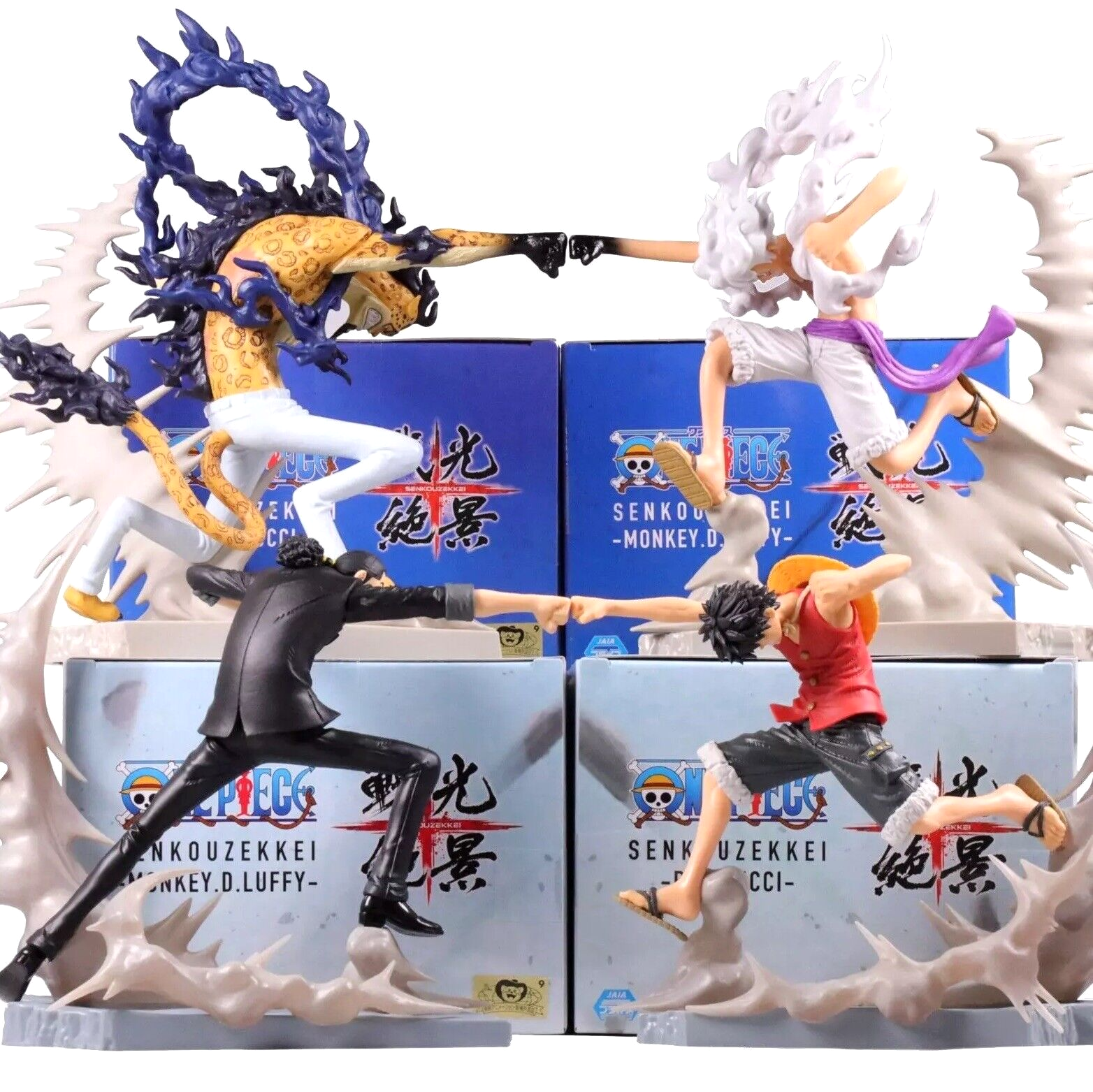 One Piece Luffy Gear 5 Rob Lucci Figure Set of 4 Senko One Piece Luffy Gear 5 Rob Lucci Figure Set of 4 Senko