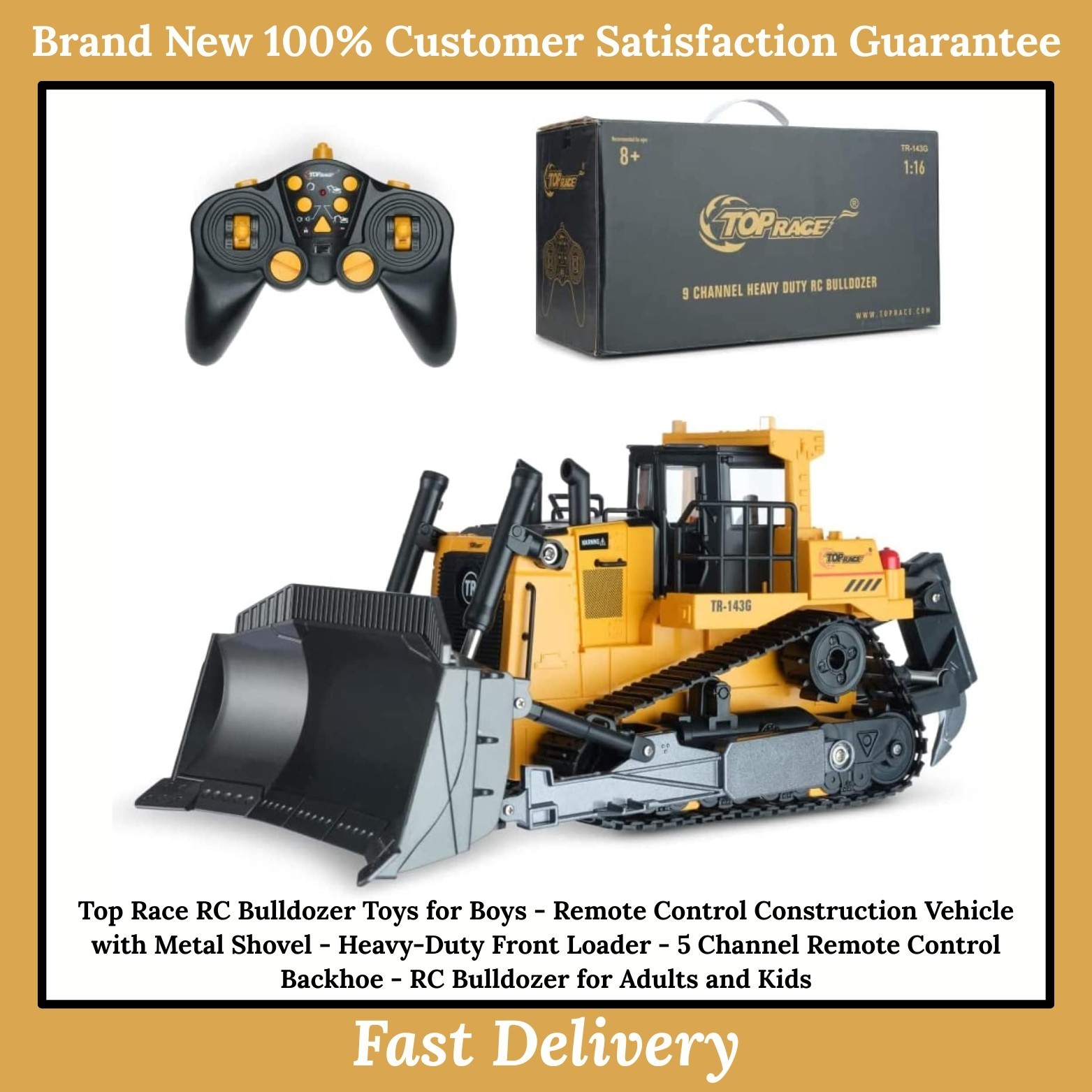 Top Race RC Bulldozer Toy w/ Metal Shovel – Remote Control