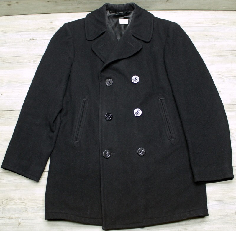 40s　NAVAL CLOTHING FACTORY PEA COAT BLK Vintage 40s WW2 US Naval Clothing Factory 10 Button Navy