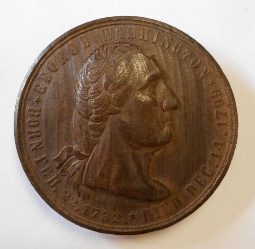 1876 George Washington Pressed Wood Token Coin Great International Exhibition 